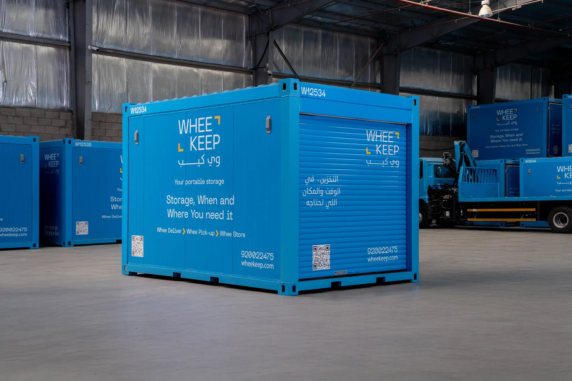 A WheeKeep storage unit inside the warehouse
